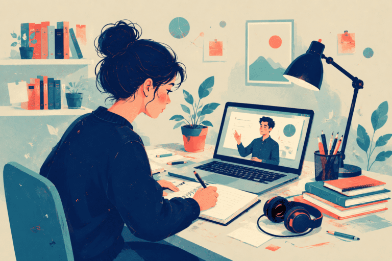 studentessa studia nella sua stanza da remoto
