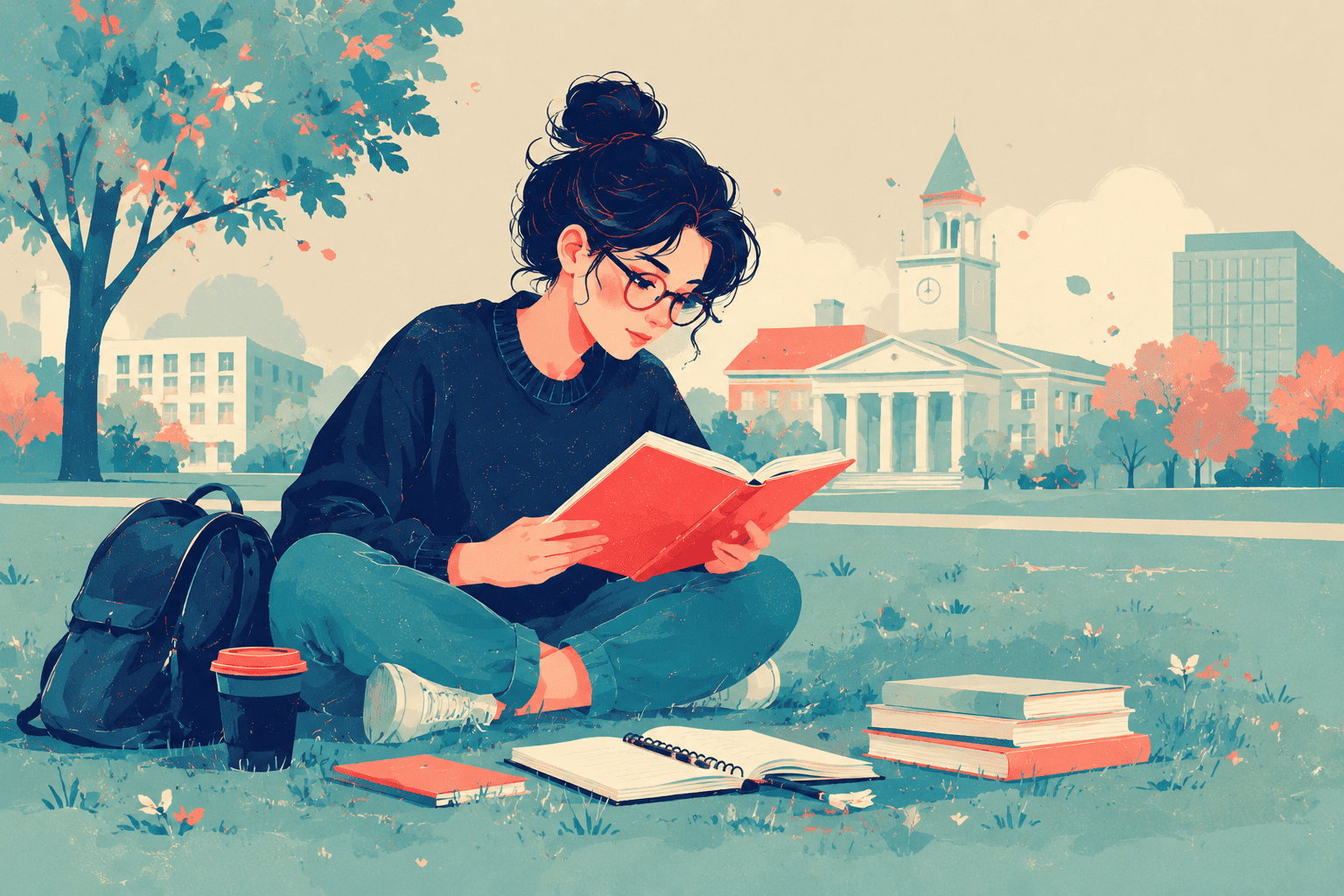 studentessa studia al parco